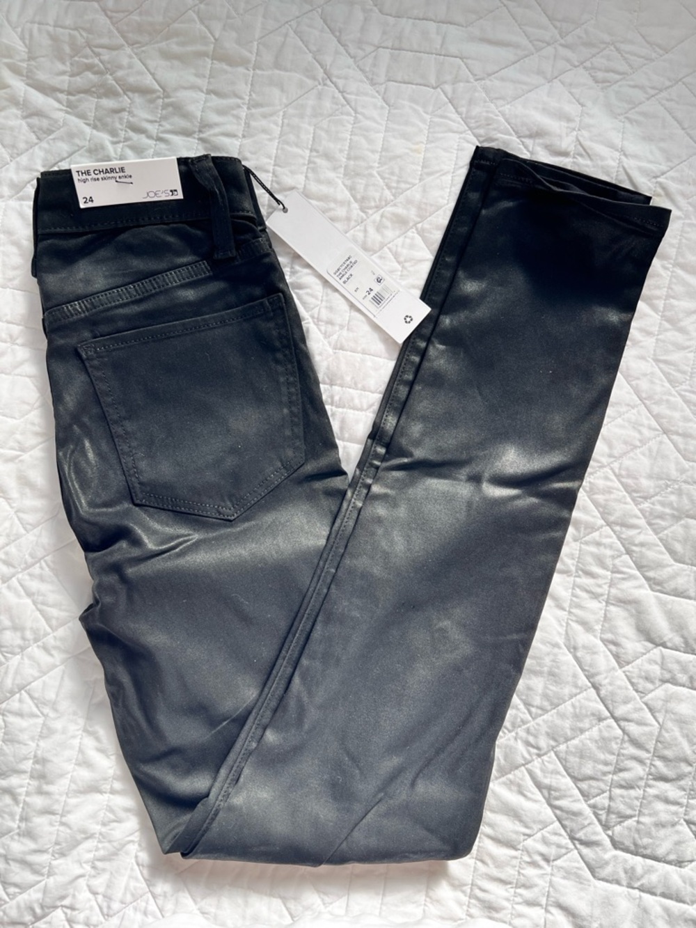 Joe's jeans The Charlie Coated Skinny Ankle Jeans - Black. Size 24. New w/tags.
